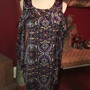 Cold shoulder satin dress